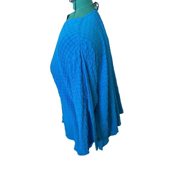 NEW Eileen Fisher Womens Cotton Button-Up Top Blue Ocean 2X Round Neck3/4 Sleeve - Picture 3 of 12